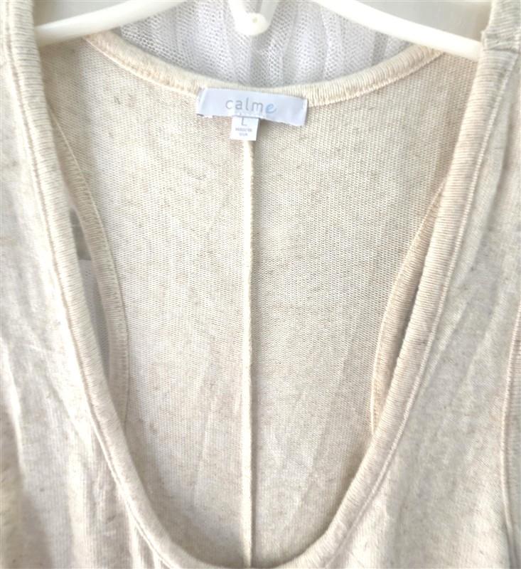 NWOT Calme L Racerback Knit Maxi Dress Ivory 133557