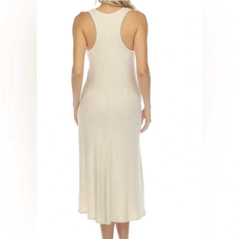 NWOT Calme L Racerback Knit Maxi Dress Ivory 133557