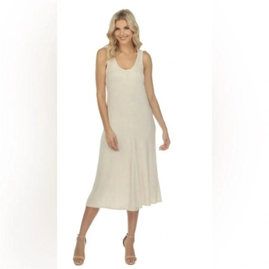 NWOT Calme L Racerback Knit Maxi Dress Ivory 133557