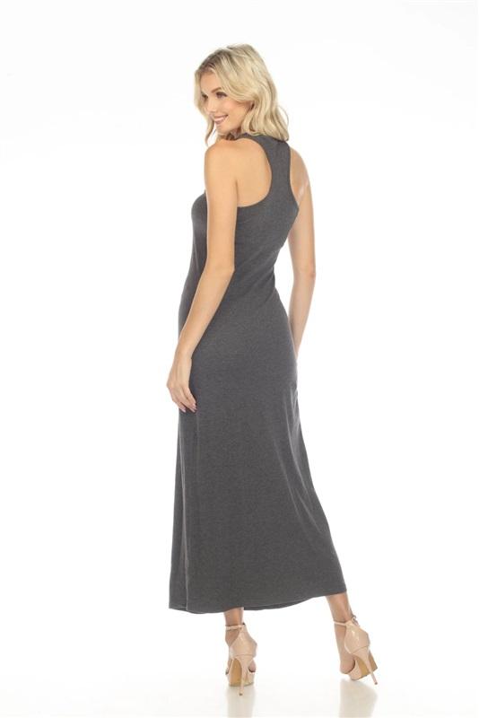 NWT Calme L Racerback Knit Maxi Dress Gray 133558