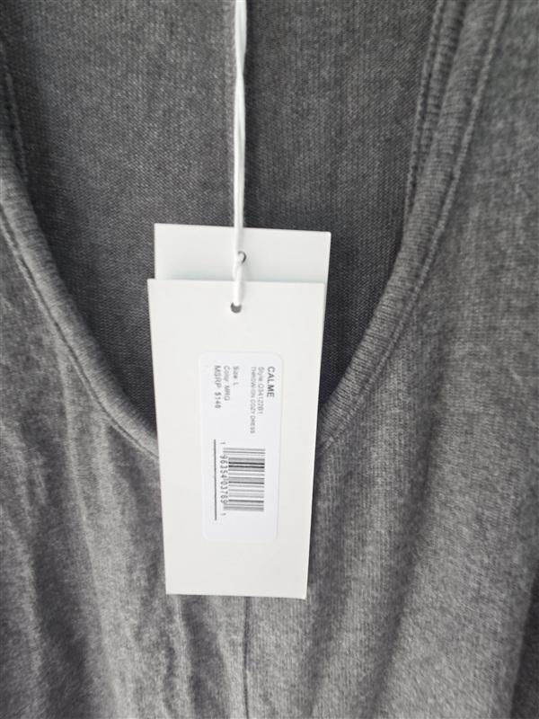 NWT Calme L Racerback Knit Maxi Dress Gray 133558