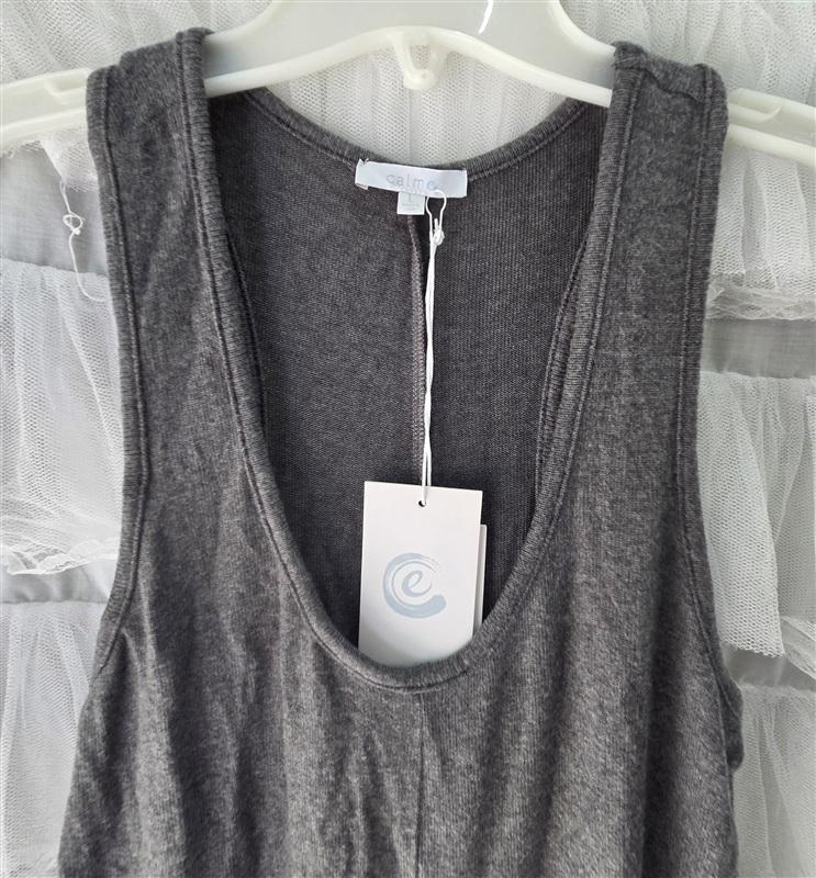 NWT Calme L Racerback Knit Maxi Dress Gray 133558