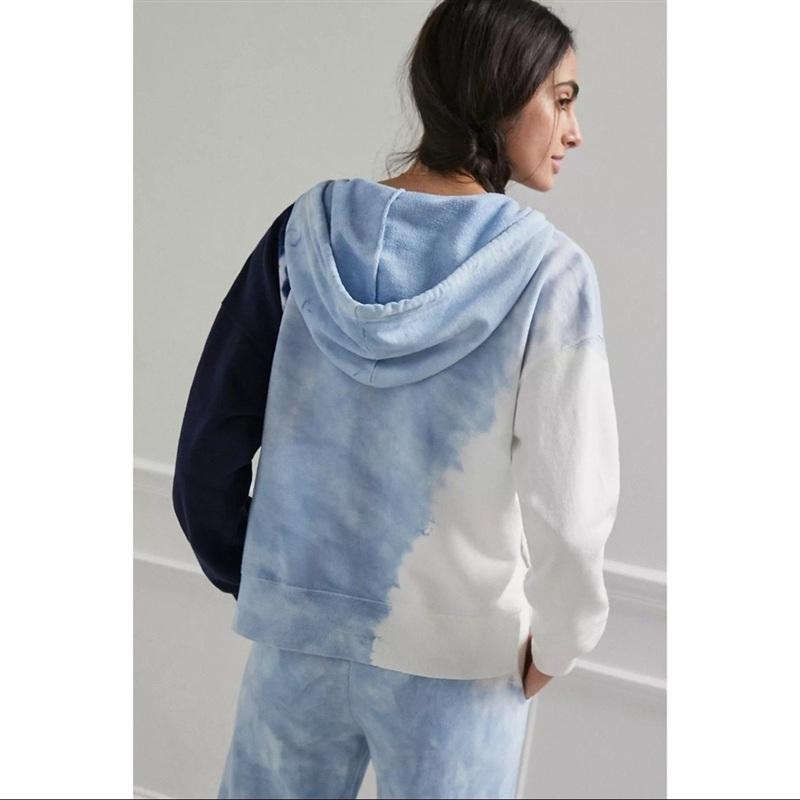 NWTD L*Space South Swell XS Cropped Pullover Quarter Zip Blue Tie Dye 133559