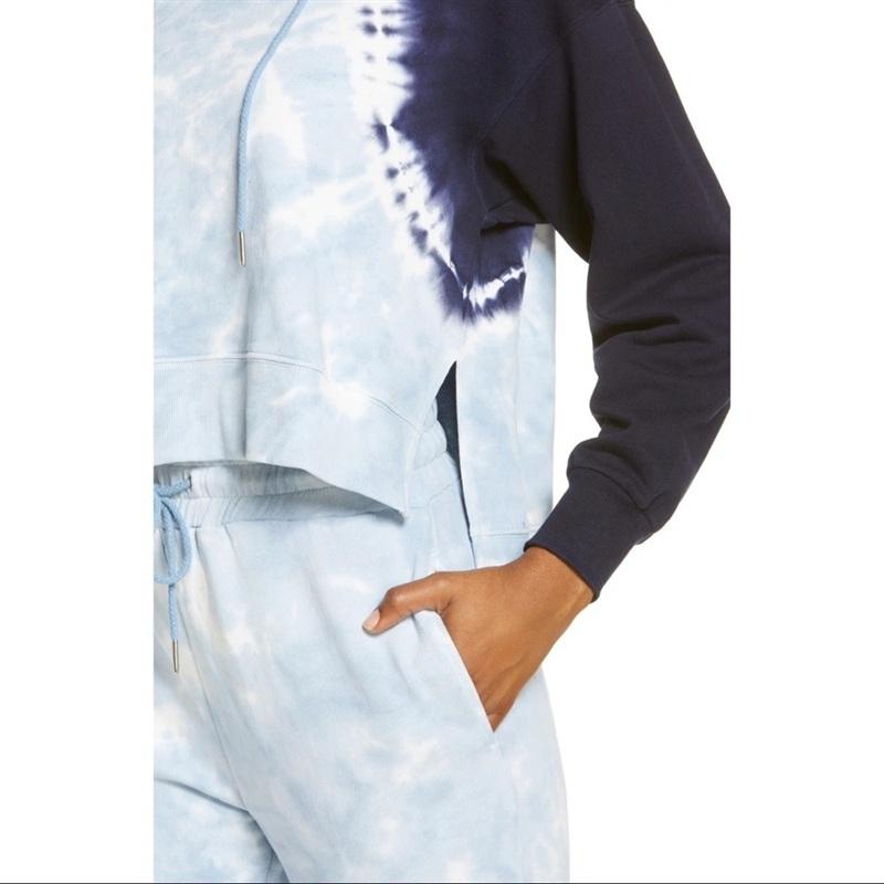 NWTD L*Space South Swell XS Cropped Pullover Quarter Zip Blue Tie Dye 133559
