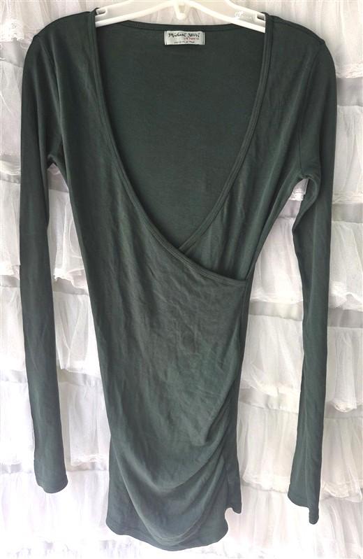 NWOT Michael Stars OS Long Sleeve Surplice Top Evergreen 133560