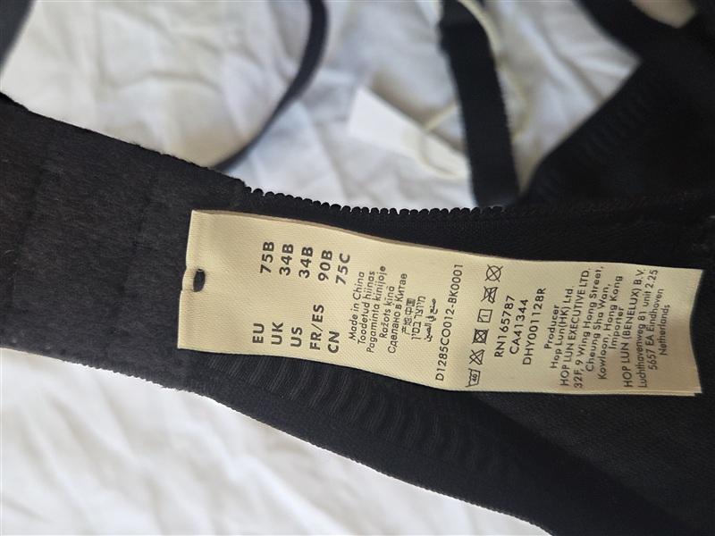 NWOT Dorina 34B Tiffany Ribbed Bra Black Bralette Triangle 133566