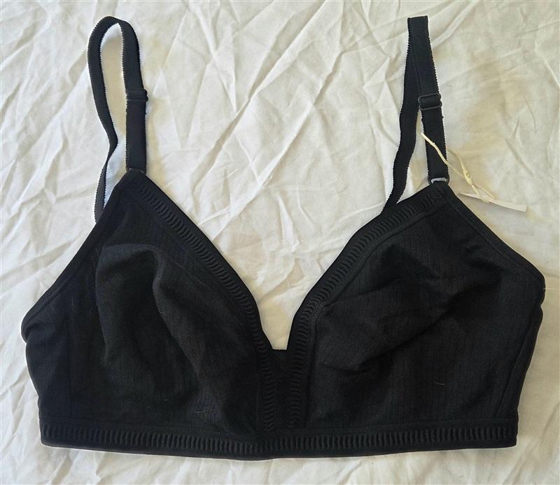 NWOT Dorina 34B Tiffany Ribbed Bra Black Bralette Triangle 133566