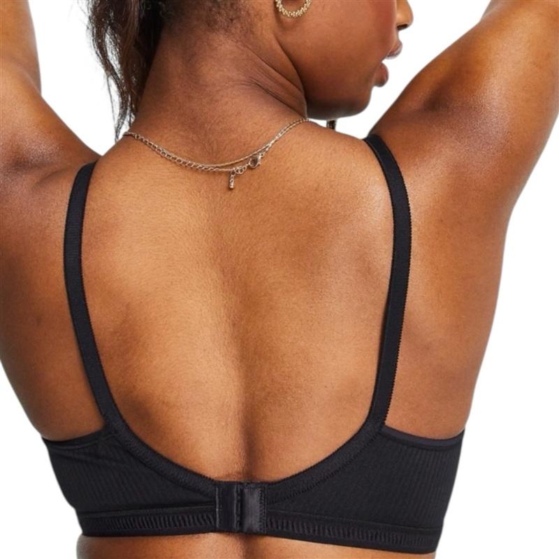 NWOT Dorina 34B Tiffany Ribbed Bra Black Bralette Triangle 133566