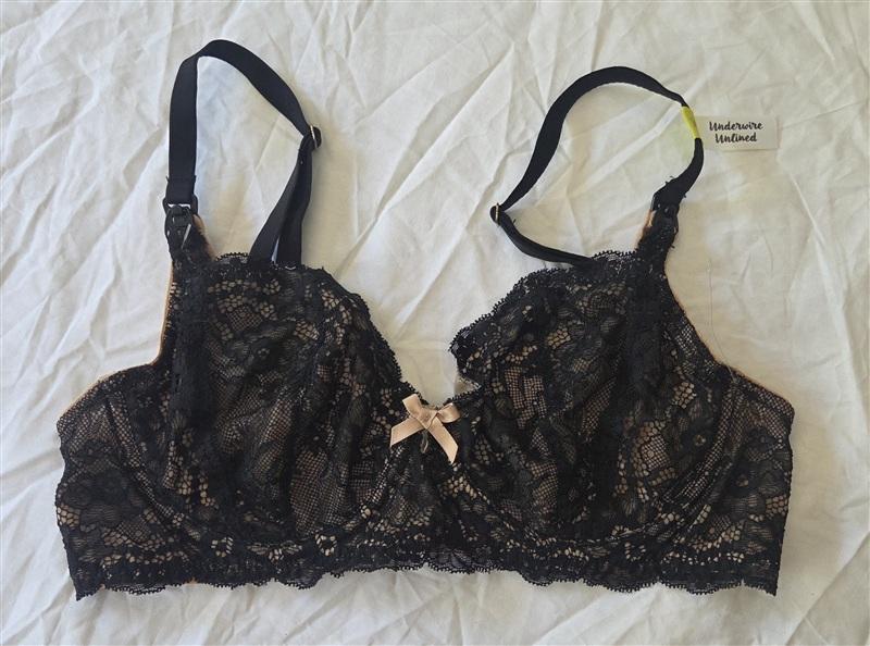 NWOT Pip & Vine 34B by Rosie Pope Underwire Lace Nursing Bra Black 133570