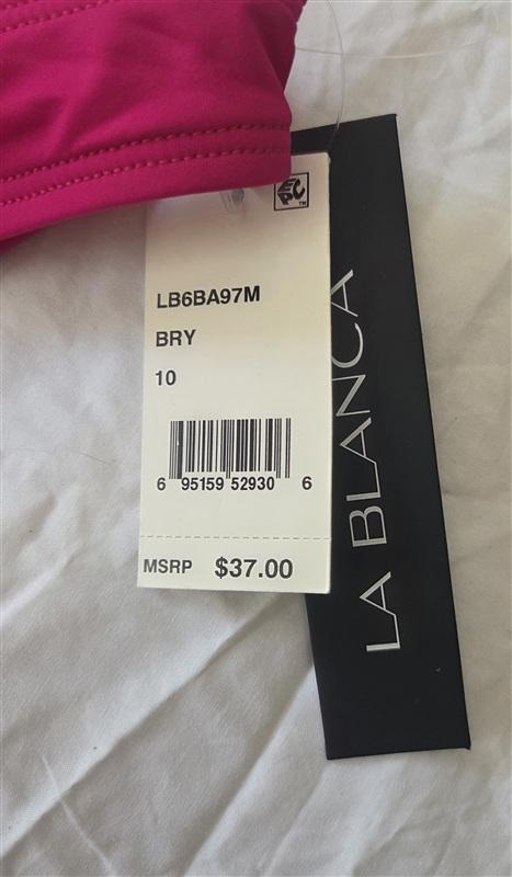 NWT La Blanca 10 Island Goddess Hipster Pink Berry Bikini Swim Bottom 133571