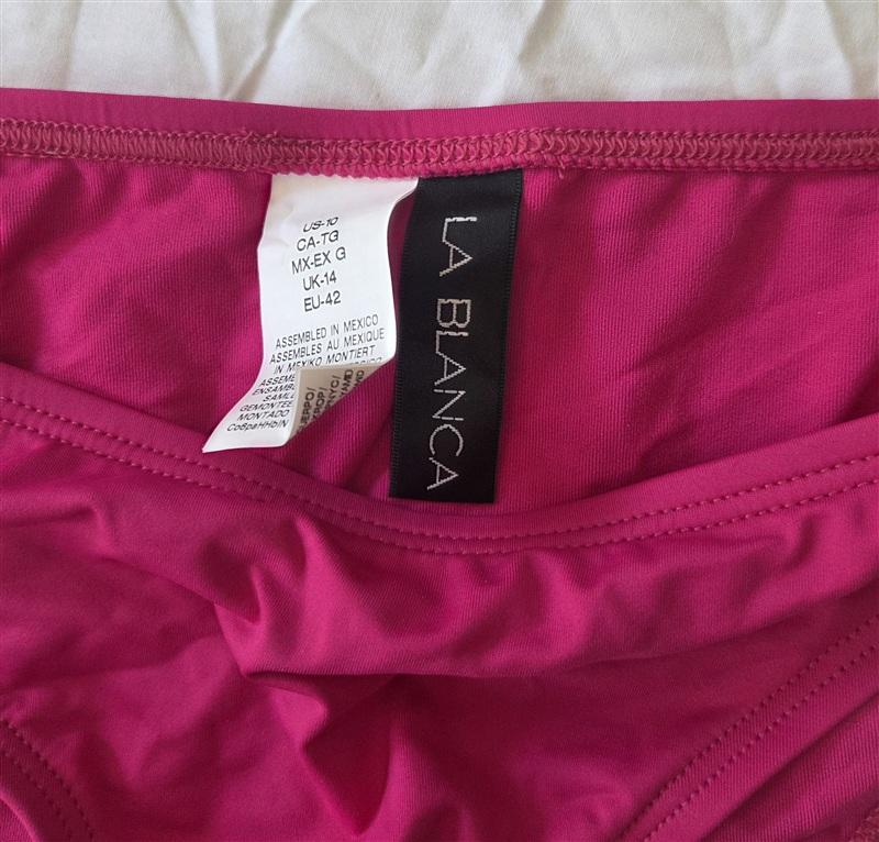 NWT La Blanca 10 Island Goddess Hipster Pink Berry Bikini Swim Bottom 133571