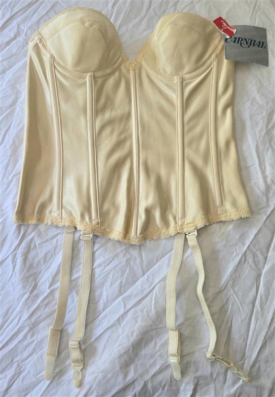 NWT Carnival 34A Satin Torsolette Strapless Bustier Bra 303 Beige 133572