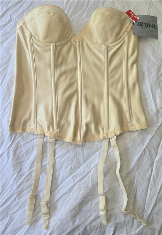 NWT Carnival 34A Satin Torsolette Strapless Bustier Bra 303 Beige 133572