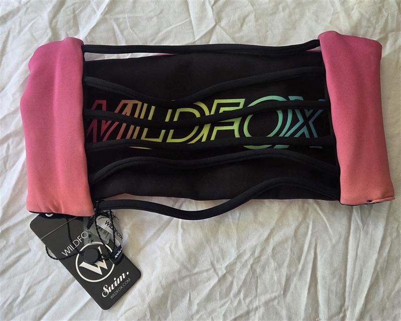 NWT Wildfox L Logo Ombre Strappy Bandeau Bikini Swim Top 133579