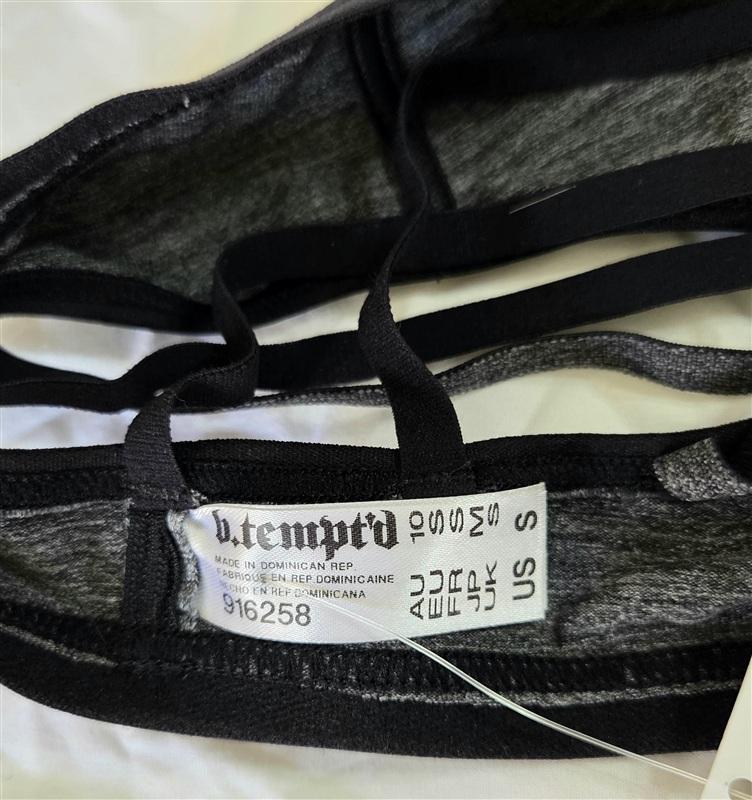 NWT Wacoal S b.Tempt'd Spectator Front Close Bralette 916258 Black Gray 133585