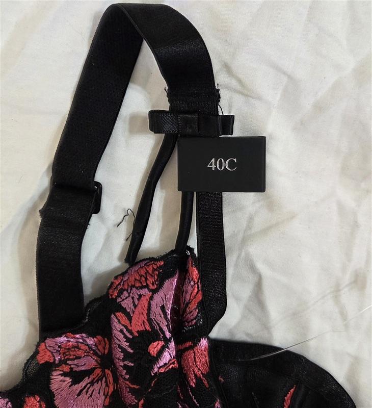 NWT Curvy Couture 40C Tulip Lace Push Up 1613 Black Pink 133587