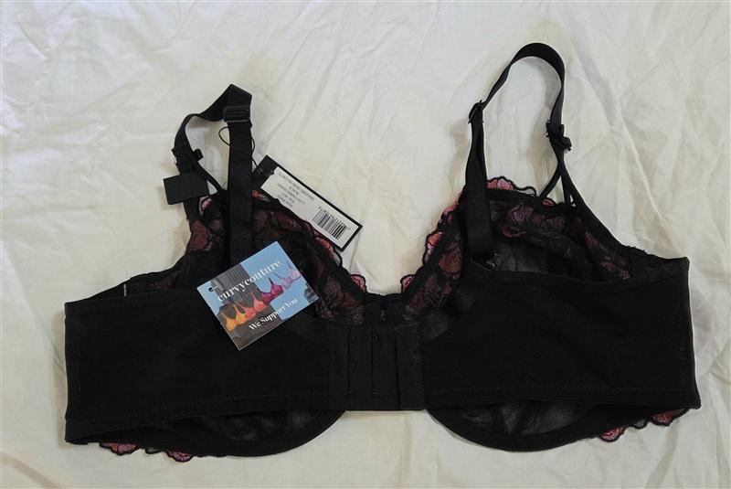 NWT Curvy Couture 40C Tulip Lace Push Up 1613 Black Pink 133587