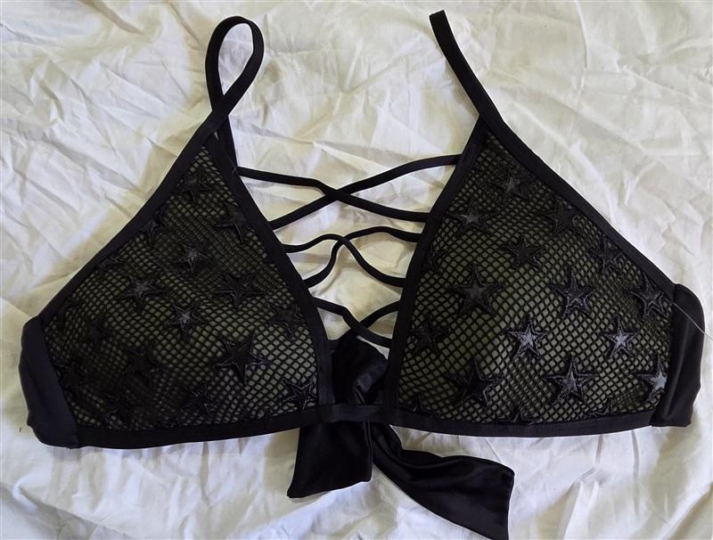 NWOT Calzedonia Colbey Green Black Stars Bikini Swim Top 133595
