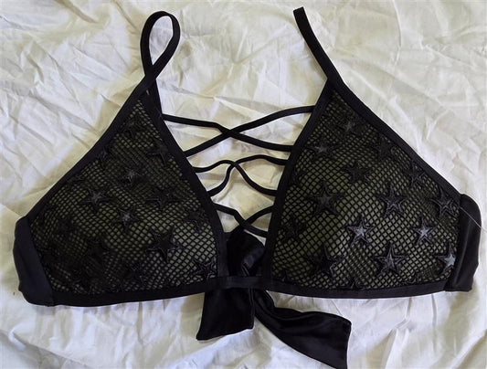 NWOT Calzedonia Colbey Green Black Stars Bikini Swim Top 133595