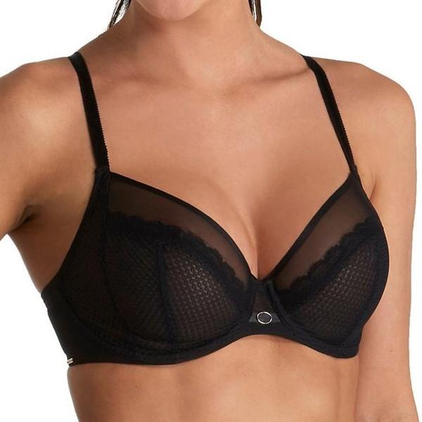 NWT Chantelle 34B Parisian Allure Unlined Plunge Bra 2231 Black 133597