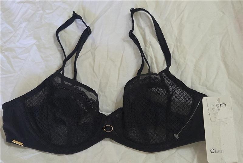 NWT Chantelle 34B Parisian Allure Unlined Plunge Bra 2231 Black 133597