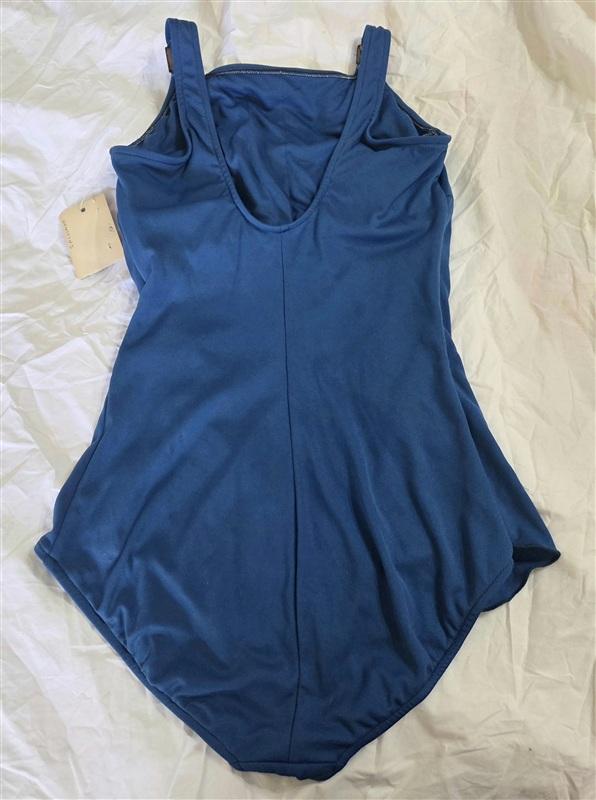 NWT Carol Wior 10 Blue Sarong 1Pc Skirt Swimsuit Shell Accents 133598