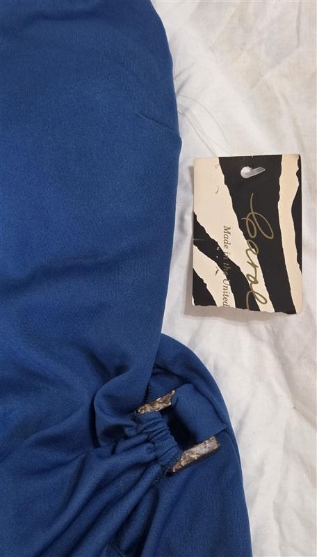 NWT Carol Wior 10 Blue Sarong 1Pc Skirt Swimsuit Shell Accents 133598