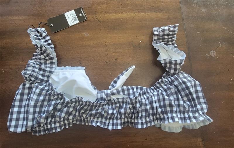 NWT Wildfox L Alice Plaid Bikini Swim Top Black White 133599