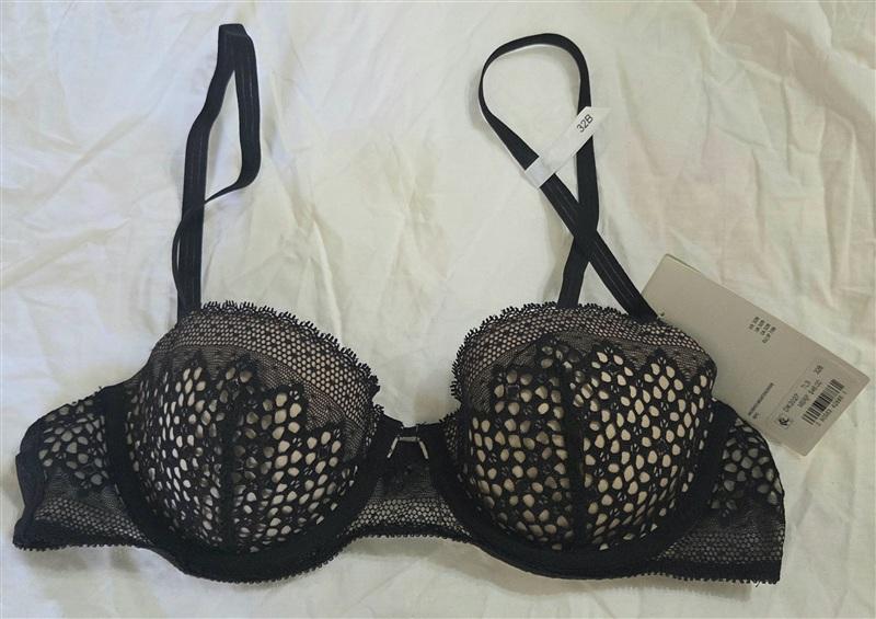 NWT DKNY 32B Modern Lace Underwire Bra DK2027 Black 133601