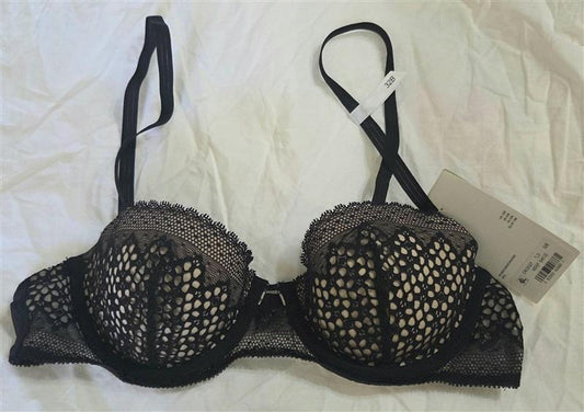 NWT DKNY 32B Modern Lace Underwire Bra DK2027 Black 133601