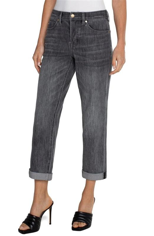 NWOTD Liverpool 10/30 Keeper Boyfriend Rolled Cuff Denim Jeans Gray 133623