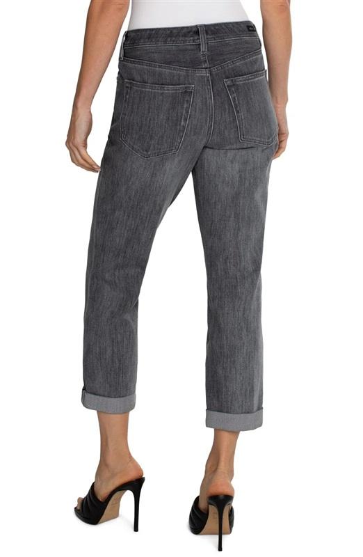 NWOTD Liverpool 10/30 Keeper Boyfriend Rolled Cuff Denim Jeans Gray 133623