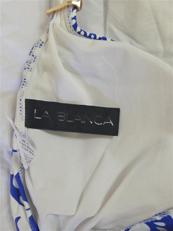 NWT La Blanca Island Goddess 6 Blue White Floral Triangle Bikini Swim Top 133642