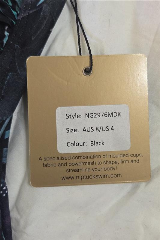 NWT Nip Tuck 4 USA Black Green Pink Floral Swimsuit