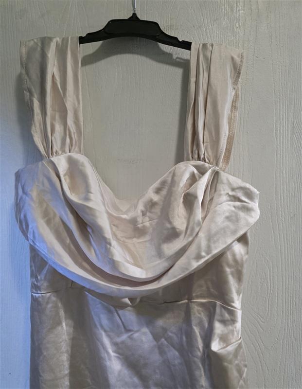 NWT Selfie Leslie XXL Night Remember Off-Shoulder Satin Dress Champagne 133646