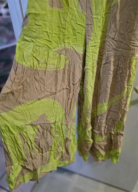 NWOT Anthropologie Hutch 10 Bow Front Wide Leg Jumpsuit tan/lime green 133649