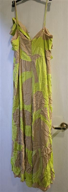 NWOT Anthropologie Hutch 10 Bow Front Wide Leg Jumpsuit tan/lime green 133649