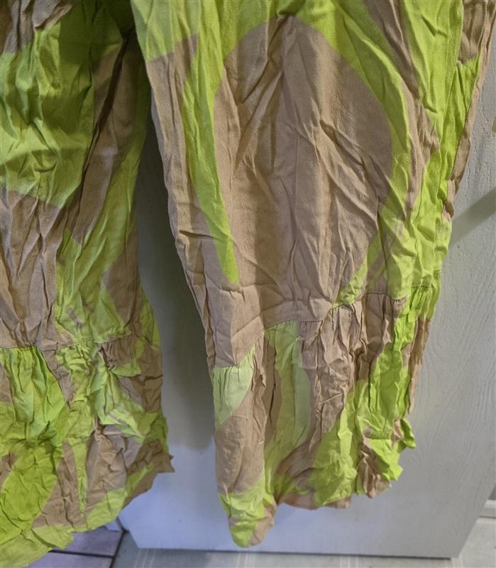 NWOT Anthropologie Hutch 10 Bow Front Wide Leg Jumpsuit tan/lime green 133649