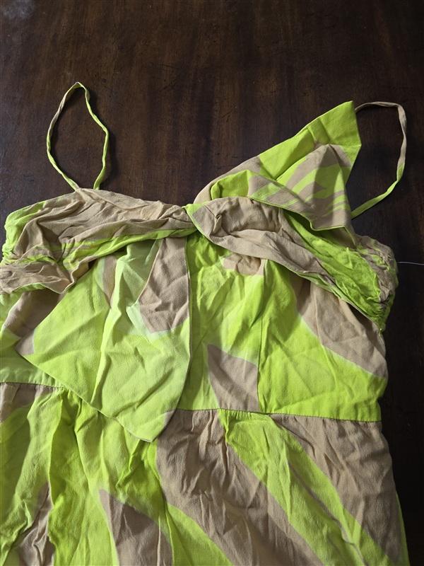 NWOT Anthropologie Hutch 10 Bow Front Wide Leg Jumpsuit tan/lime green 133649