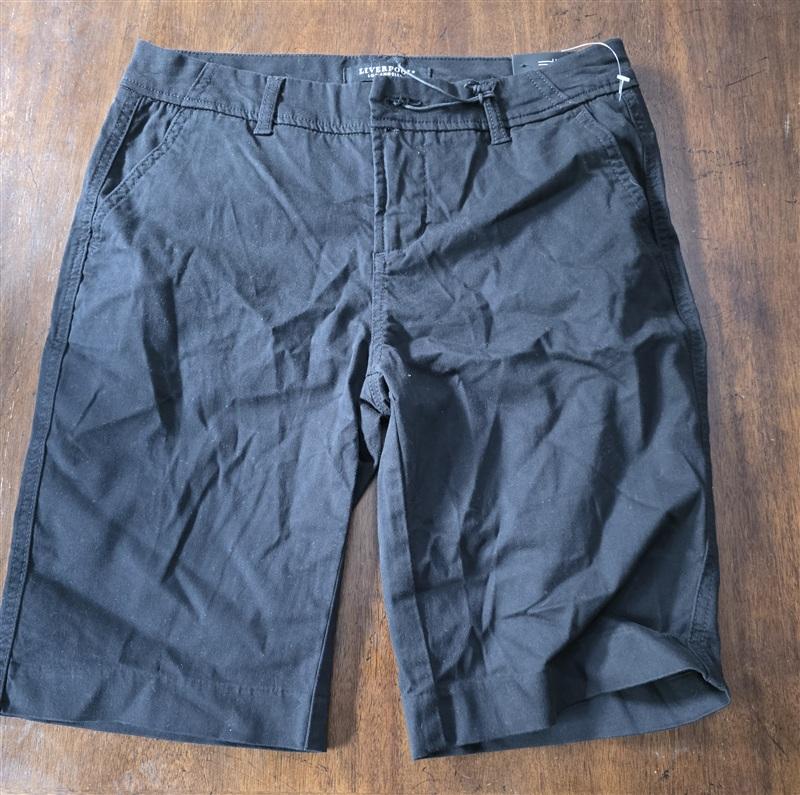 NWT Liverpool 4 27 Black Stretch Bermuda Shorts Button Up 133650