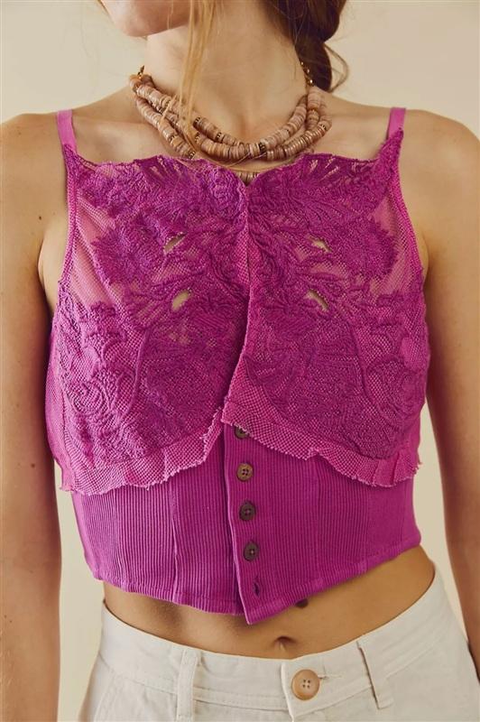 NWOT FP Free People Movement M Have My Heart Tank Top Raspberry Pink 133653