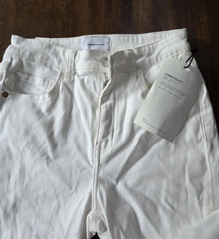 NWT Current Elliott 26 The Original Stiletto Jeans Stretch White 133655