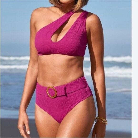 NWT Cosita Small Linda Bikini Bottom Belted Hot Pink 133656
