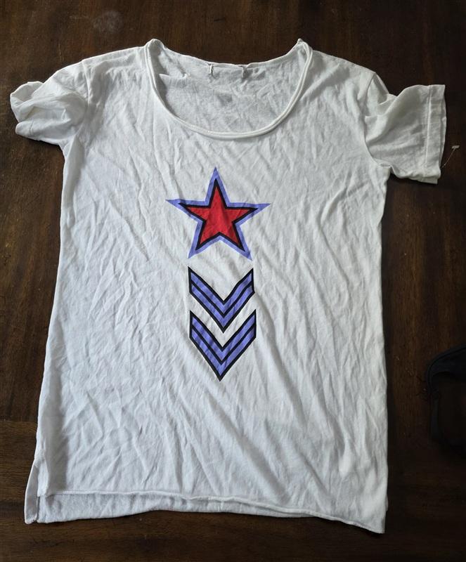 NWOTD Wildfox M Military Star & Arrow Graphic T Shirt Raw Hem T Shirt 133661