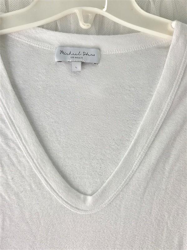 NWOTD Michael Stars L V Neck Long Sleeve Tank Dress White Sparkle 133663