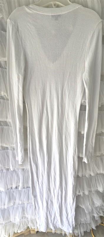 NWOTD Michael Stars L V Neck Long Sleeve Tank Dress White Sparkle 133663