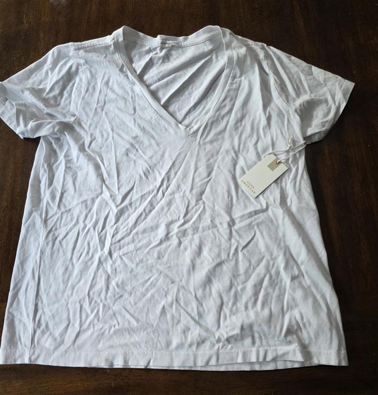 NWT Good American M White V Neck T Shirt 133664