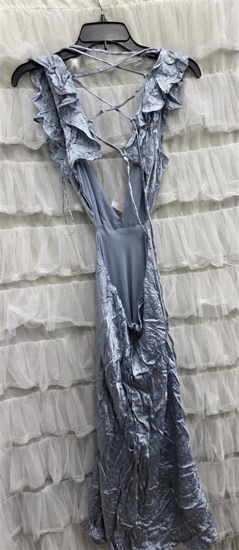 NWT ASTR the Label SM Nyla Satin Side Cutout Lace Up Midi Dress Blue 133669