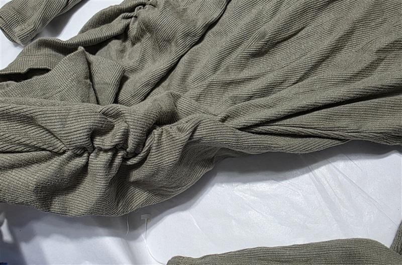 NWOT Michael Stars L Sylvie V-Neck Shirred Sides Tee Olive Green 133670