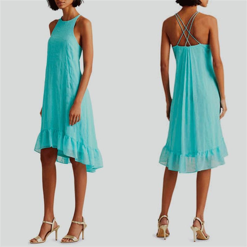 NWT Ralph Lauren 4 Strappy Back Baby Blue Cocktail Dress 133672
